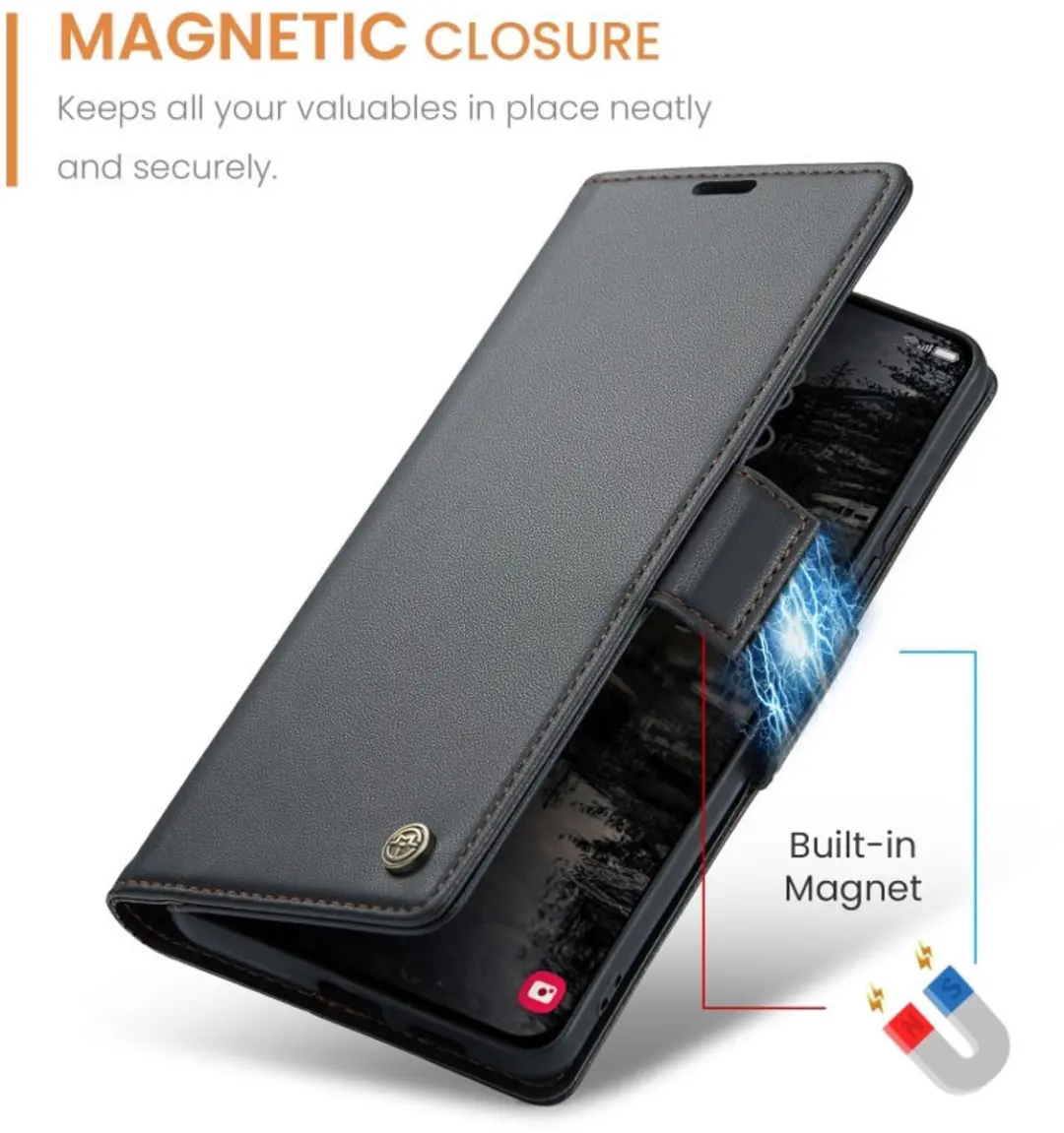 Caseme Wallet Case Galaxy S25 FE - RFID Zwart - afbeelding 6 van 6