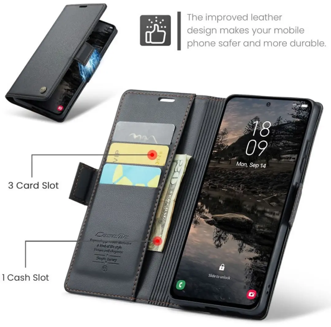 Caseme Wallet Case Galaxy S25 FE - RFID Zwart