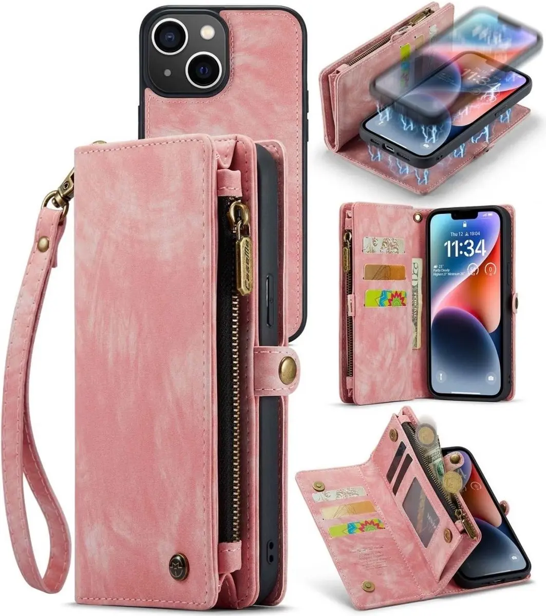 Caseme 008 iPhone 13 Hoesje - Book Case & Portemonnee Roze