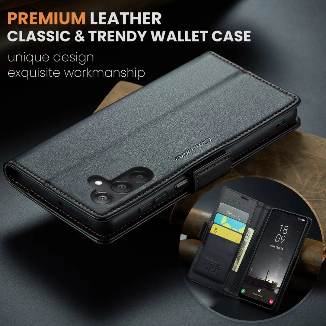 Caseme Wallet Case Samsung Galaxy A25 - RFID & Magneetsluiting - 3 Pasjes - Zwart