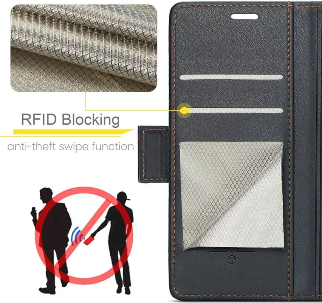 Caseme Wallet Case Samsung Galaxy A25 - RFID & Magneetsluiting - 3 Pasjes - Zwart - afbeelding 6 van 6