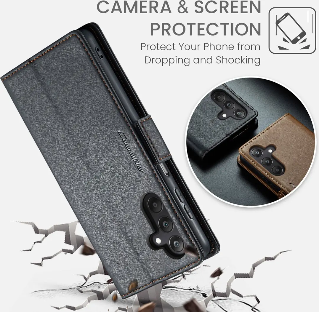Caseme Wallet Case Samsung Galaxy A25 - RFID & Magneetsluiting - 3 Pasjes - Zwart