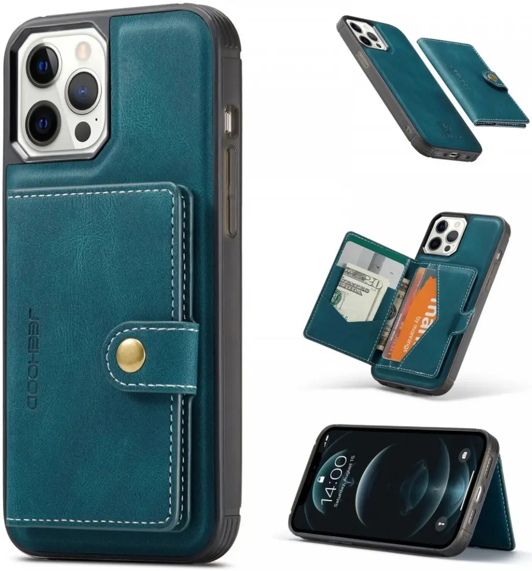 Caseme JH-01 Hoesje iPhone 13 - Magnetische Kaarthouder Blauw