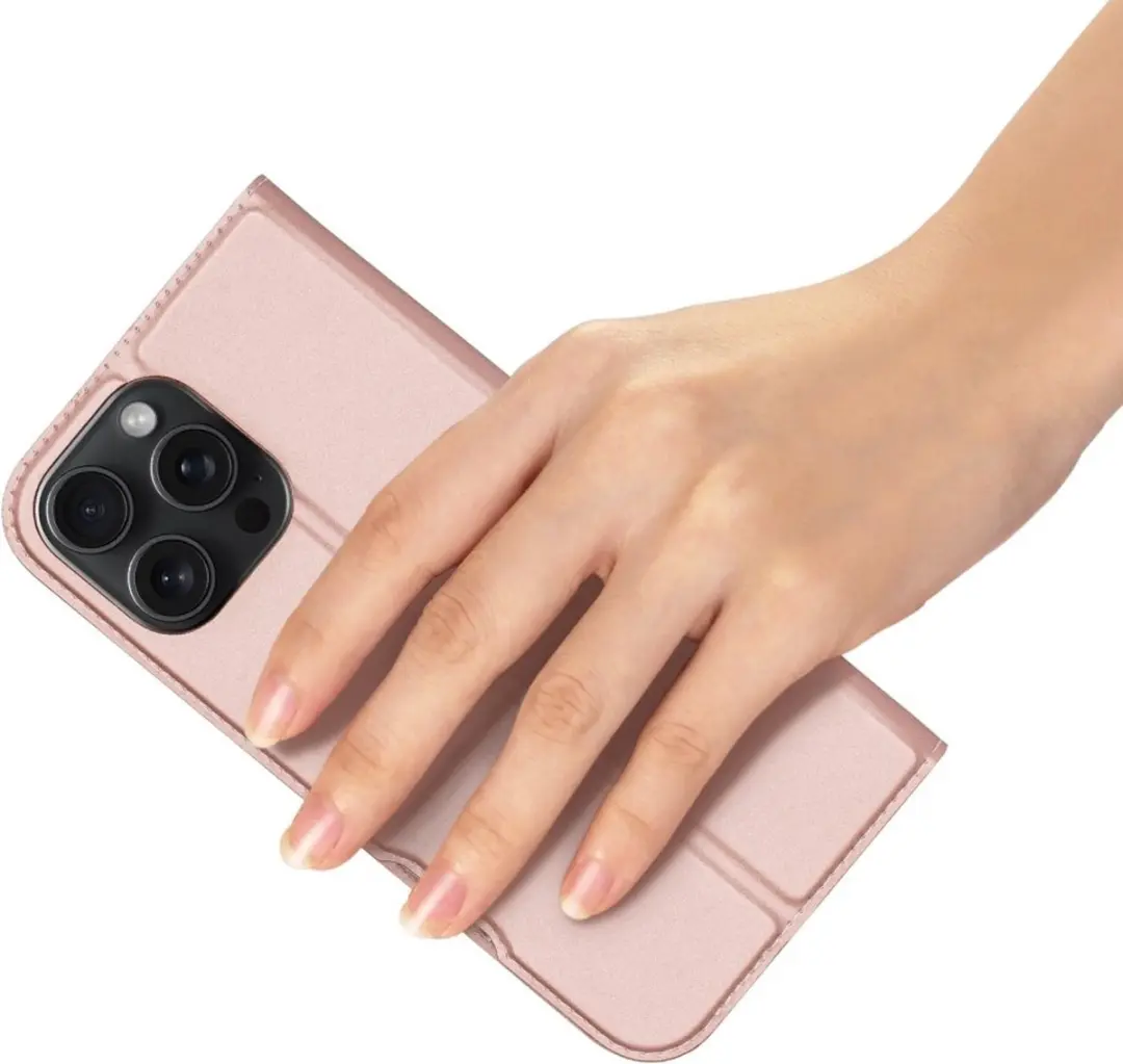 Dux Ducis iPhone 16 Pro Hoesje Slim Bookcase Roze - 8720791564780