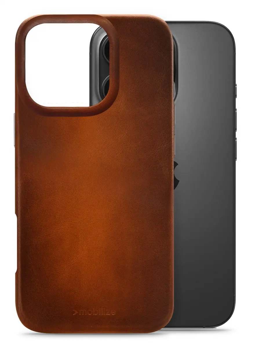 Mobilize iPhone 16 Pro Hoesje Echt Leer - Cognac - MOB-MCPLCBC-IPH16PRO