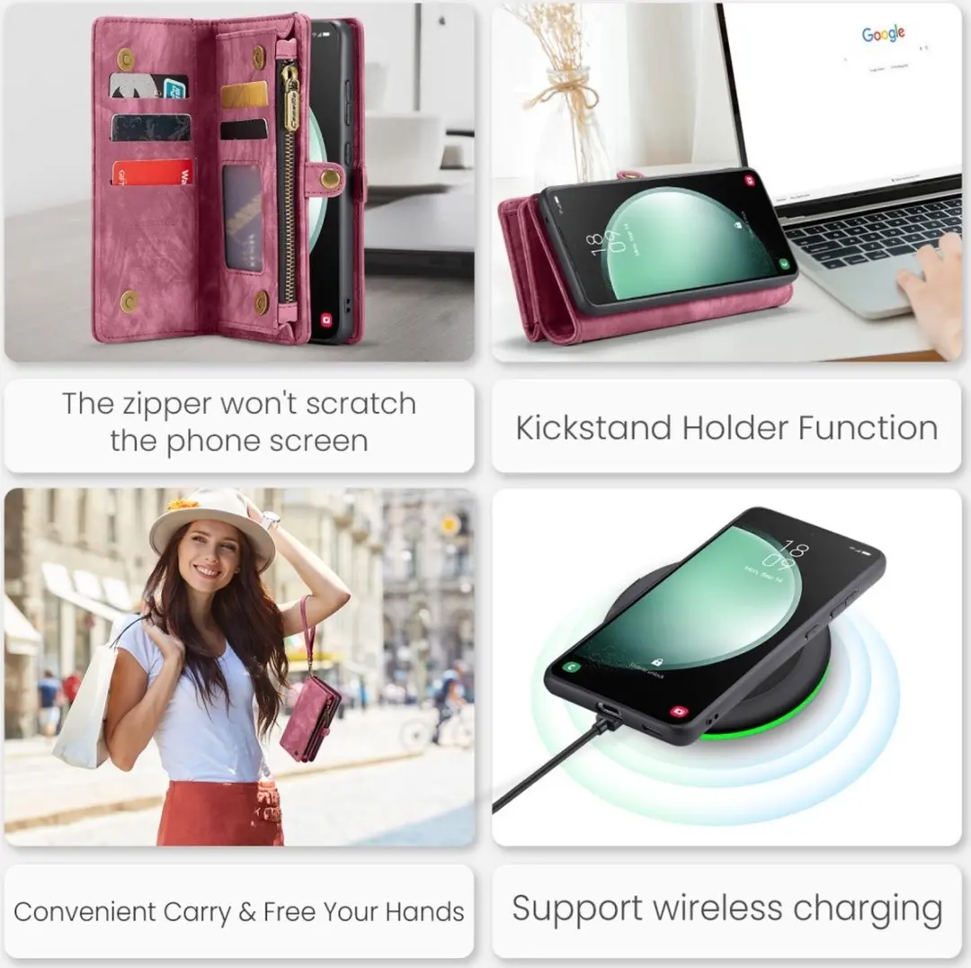 Caseme 008 Hoesje Samsung Galaxy S23 FE - 2-in-1 Book Case & Portemonnee - 8 Pasjes - Pink