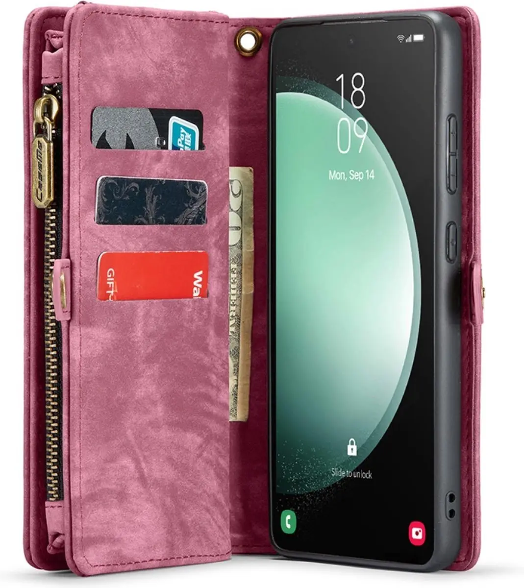 Caseme 008 Hoesje Samsung Galaxy S23 FE - 2-in-1 Book Case & Portemonnee - 8 Pasjes - Pink