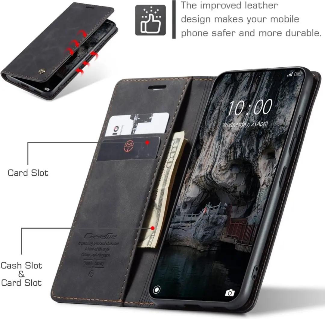 Caseme 013 Book Case Hoesje Xiaomi 14T - 2 Pasjes - Zwart