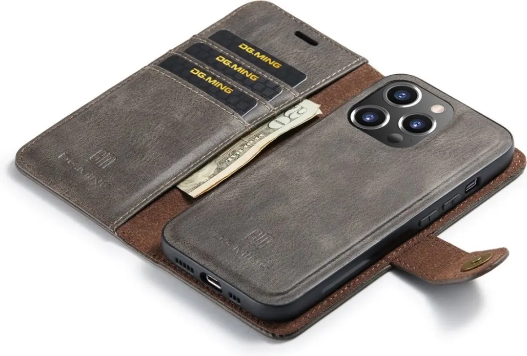 DG.MING iPhone 16 Pro Hoesje Grijs - 2-in-1 Book Case