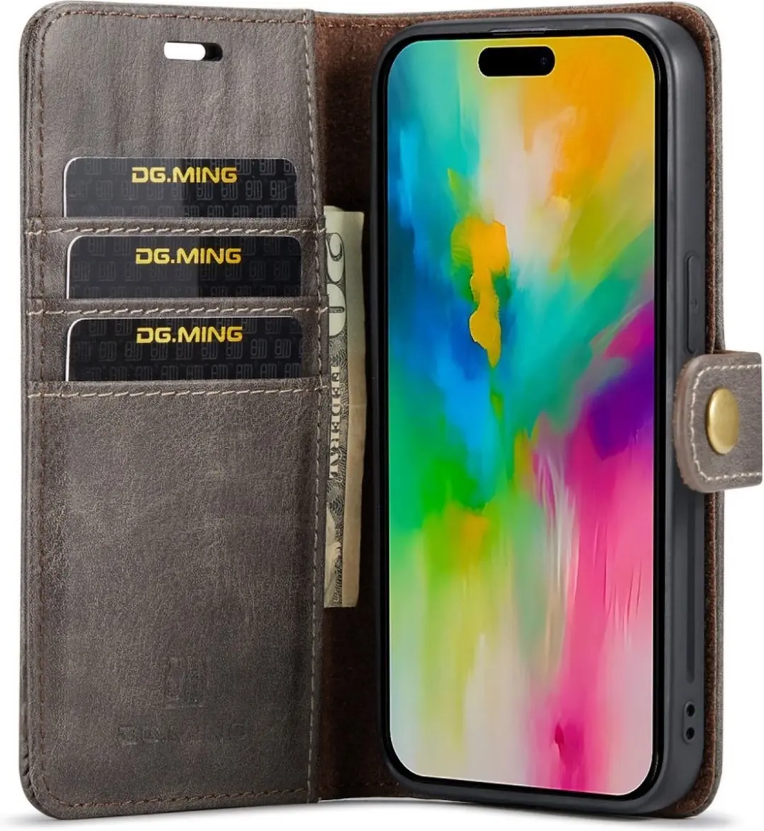 DG.MING iPhone 16 Pro Hoesje Grijs - 2-in-1 Book Case - afbeelding 6 van 6