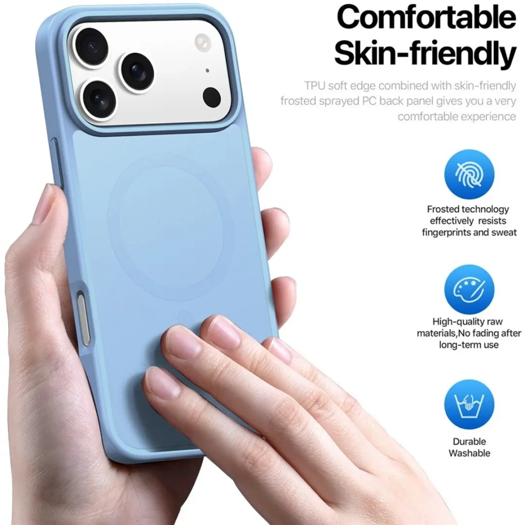 Dux Ducis Yind Series Hoesje iPhone 17 Pro Max - Mat Transparant - Blauw - MagSafe