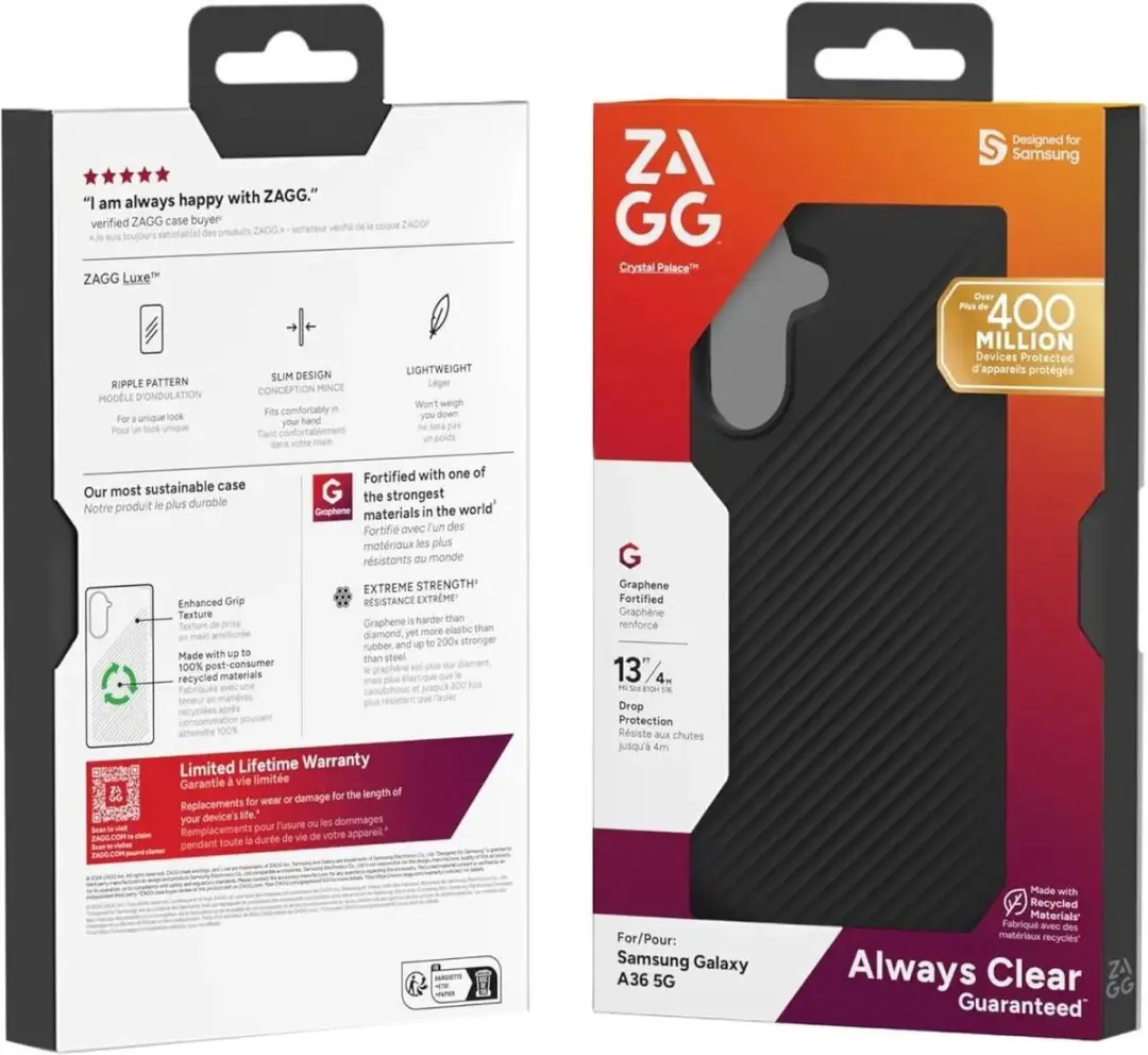 ZAGG Luxe Hoesje 702318072 Samsung Galaxy A36 - Grafeen Back Cover - Zwart - afbeelding 6 van 6