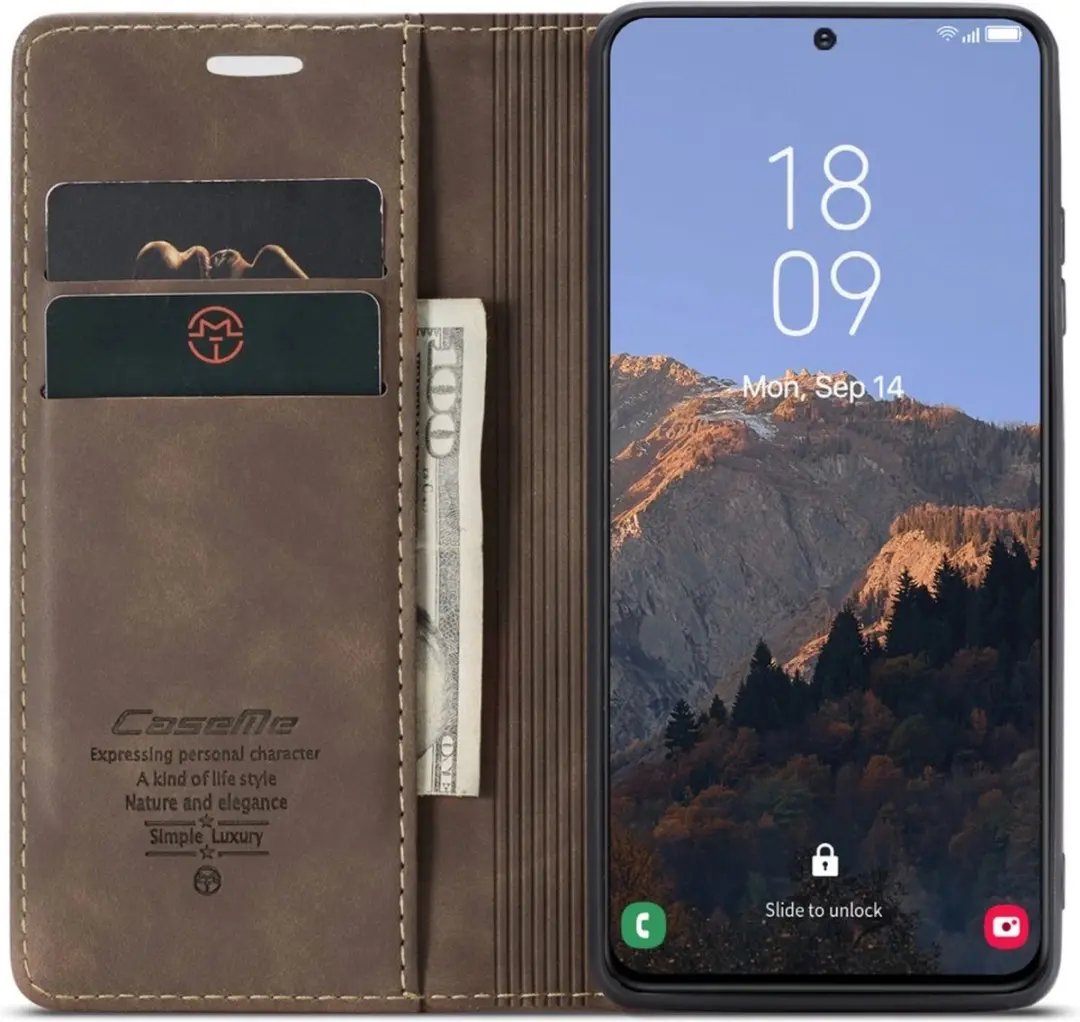 Caseme 013 Book Case Hoesje Samsung Galaxy S23 - Donkerbruin