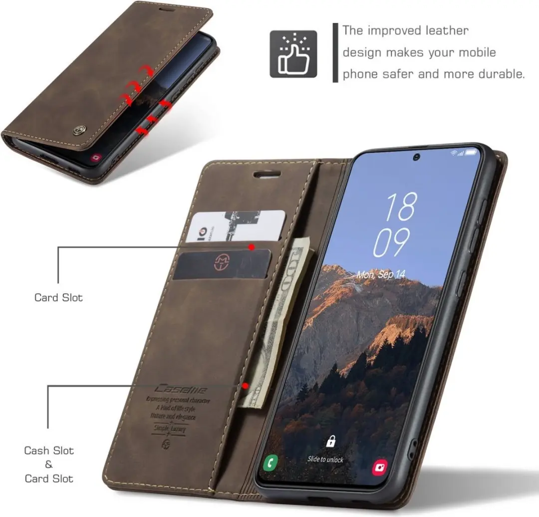 Caseme 013 Book Case Hoesje Samsung Galaxy S23 - Donkerbruin
