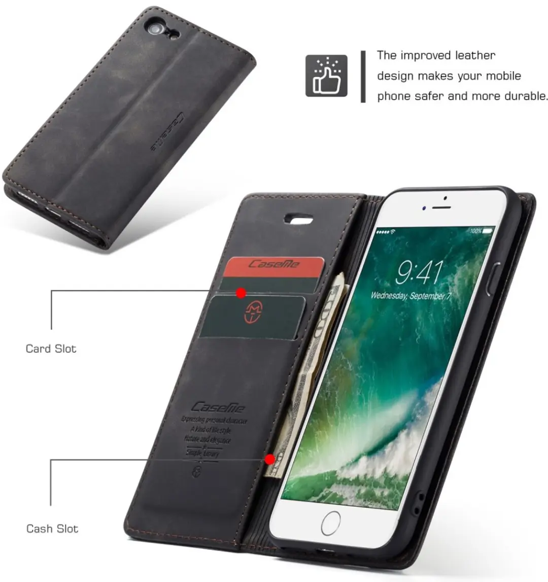 Caseme Book Case CSM-30001 iPhone Hoesje - 2 Stuks - Zwart - afbeelding 6 van 6