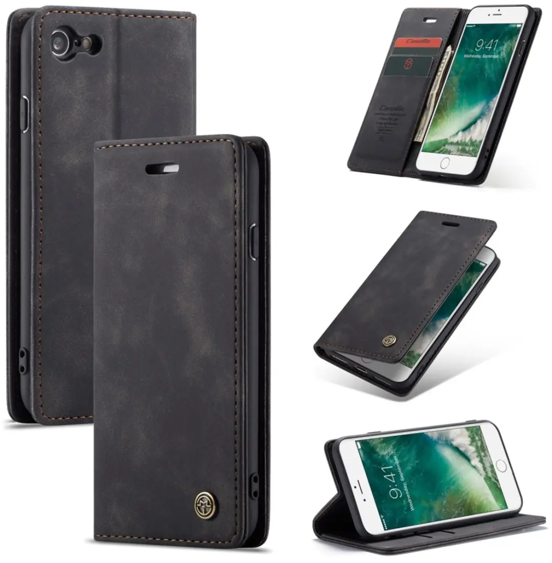 Caseme Book Case CSM-30001 iPhone Hoesje - 2 Stuks - Zwart