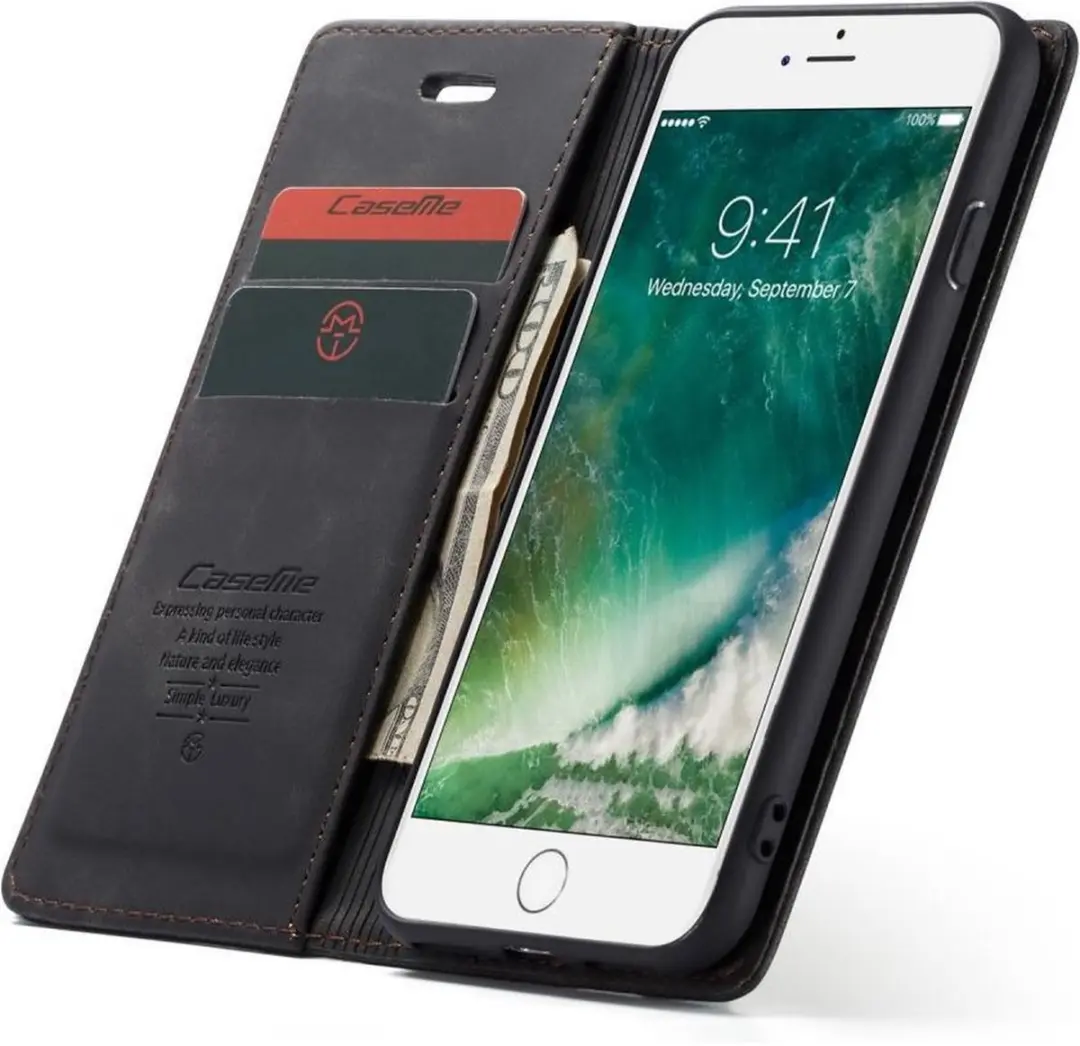 Caseme Book Case CSM-30001 iPhone Hoesje - 2 Stuks - Zwart