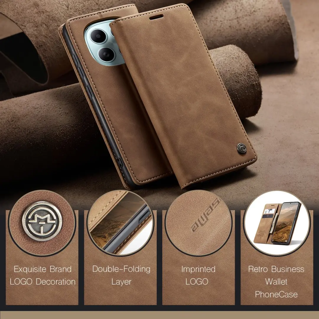 Caseme 013 Book Case - Xiaomi Redmi Note 15/Poco M8 - Bruin
