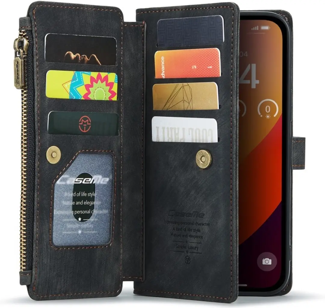 CaseMe C30 Book Case met Portemonnee iPhone 16 Pro Max - Zwart - afbeelding 6 van 6