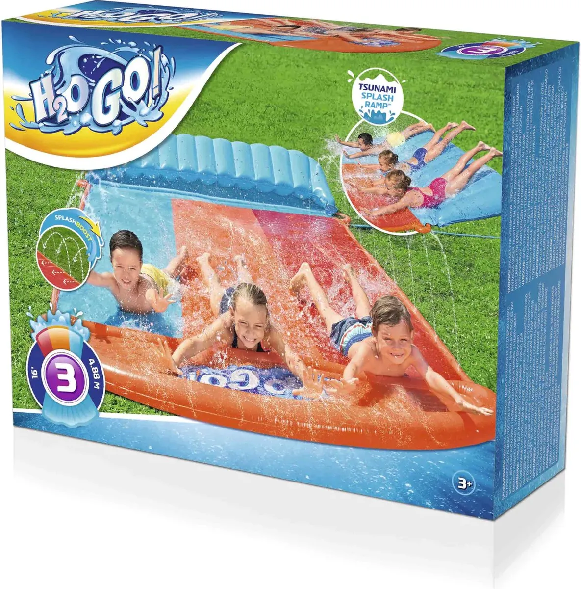 Bestway Triple Tsunami H2OGO Buikschuifbaan 472cm - Blauw