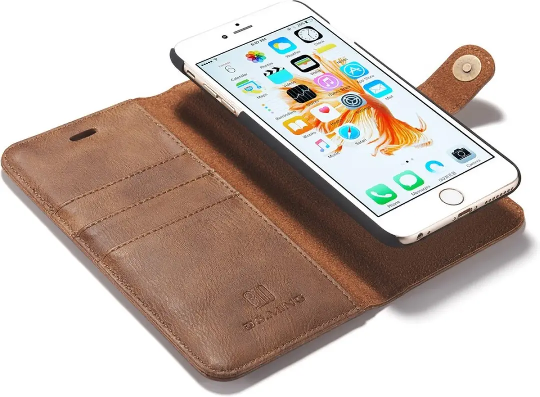 DG.MING iPhone 6/6S Portemonnee Hoesje C21W14-23 - Bruin