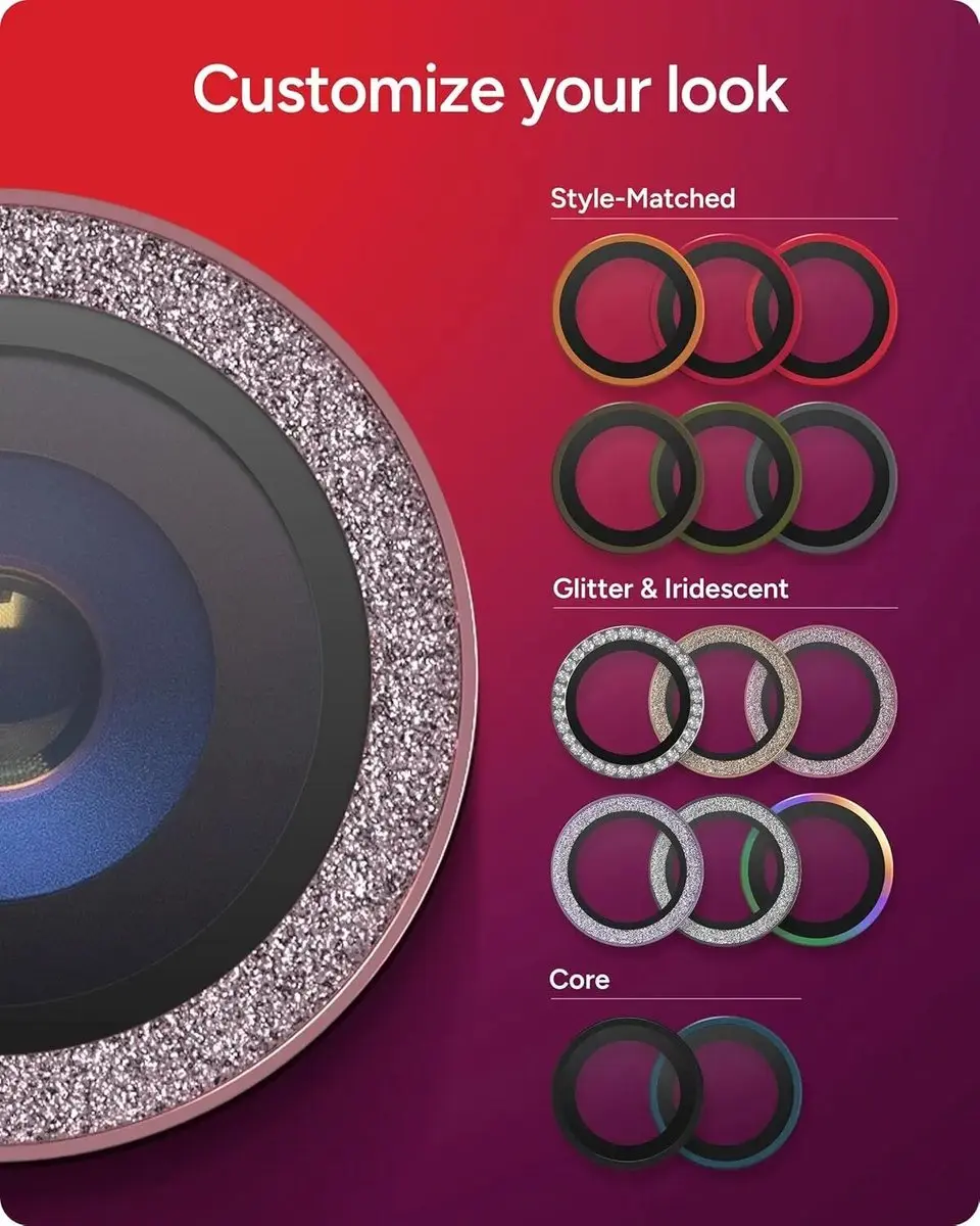 ZAGG Glass Elite Camera Rings iPhone Air - Roze Glitter