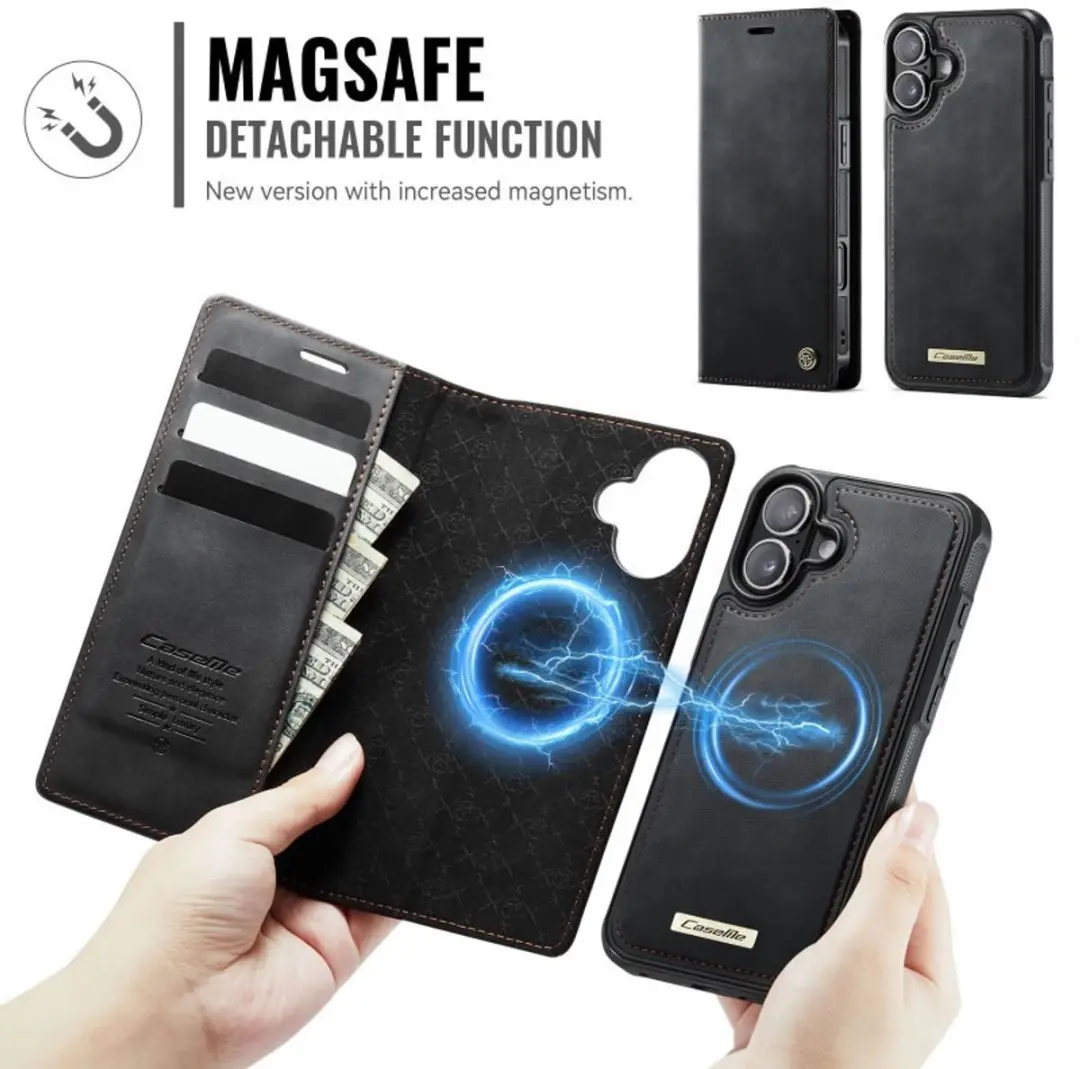 Caseme iPhone 16 Portemonneehoes 2-in-1 - Zwart - afbeelding 6 van 6