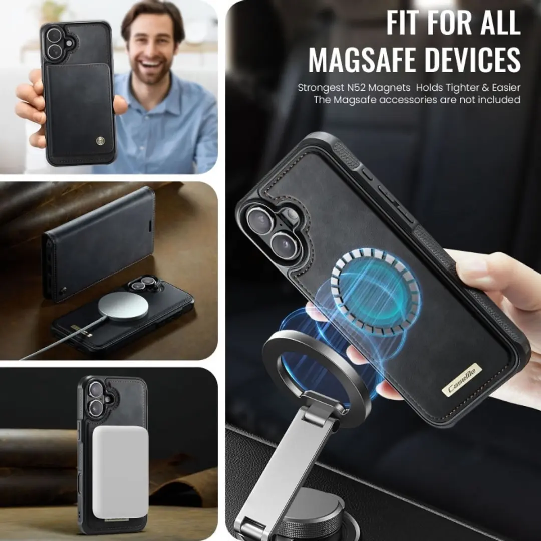 Caseme iPhone 16 Portemonneehoes 2-in-1 - Zwart
