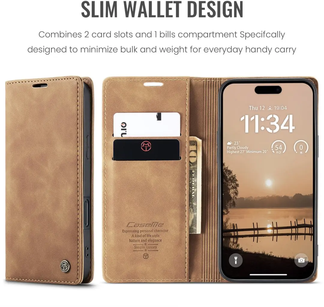 Caseme 013 Book Case iPhone 17 Pro Max Hoesje - Bruin