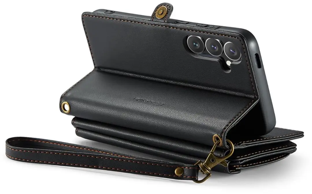 Caseme Bookcase Hoesje Samsung Galaxy S25+ - Zwart - 10 Vakjes
