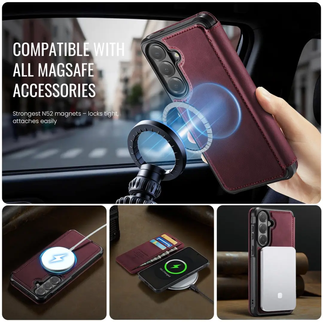 Caseme Hoesje Samsung Galaxy S23 Plus - MagSafe Rood - 3 Pasjes