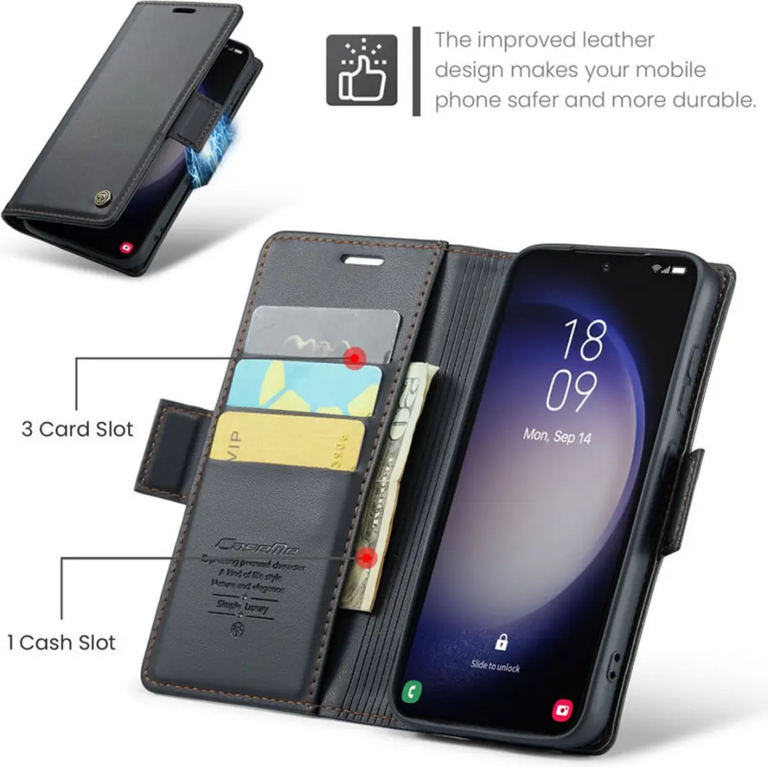 Caseme Wallet Case Samsung Galaxy S24 Plus/S25 Plus - RFID & Magneetsluiting - Zwart