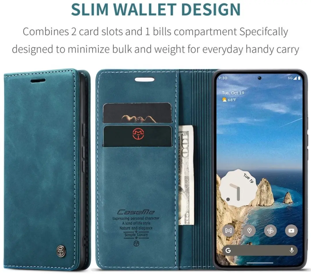 Caseme 013 Book Case Hoesje - Google Pixel 9a - Blauw - afbeelding 6 van 6