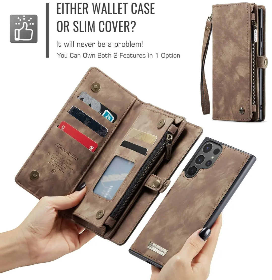 Caseme 008 Hoesje Samsung Galaxy S26 Ultra - 2-in-1 Book Case - 8 Pasjes - Bruin