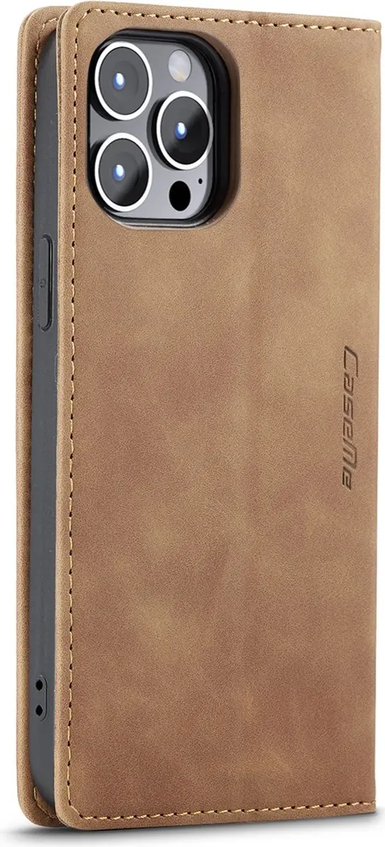 Caseme iPhone 14 Pro Max Retro Bookcase Hoesje - Bruin - 2 Pasjes