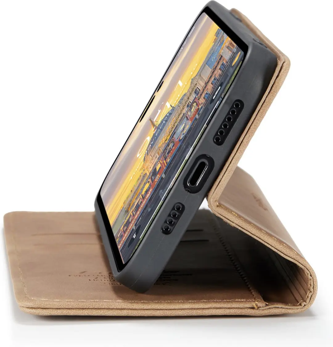 Caseme iPhone 14 Pro Max Retro Bookcase Hoesje - Bruin - 2 Pasjes