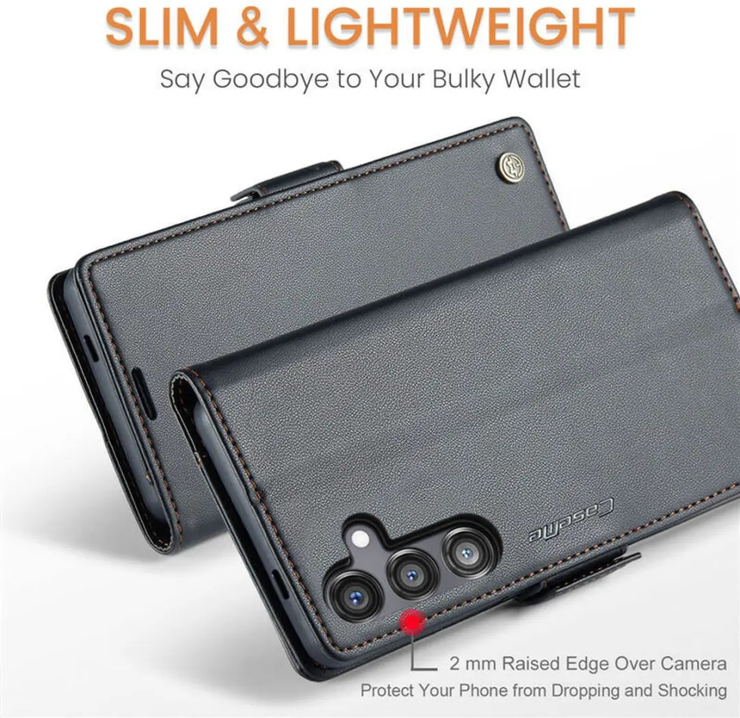 Caseme Wallet Case voor Samsung Galaxy S24 FE - RFID & Magneetsluiting - Zwart