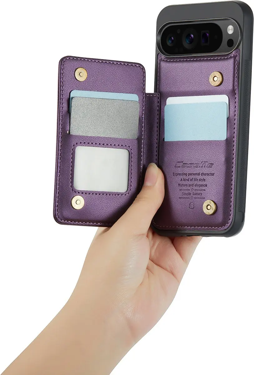 Caseme Portemonnee Backcover Pixel 9/10 Pro XL - Anti-RFID - 4 Pasjes - Paars - afbeelding 6 van 6