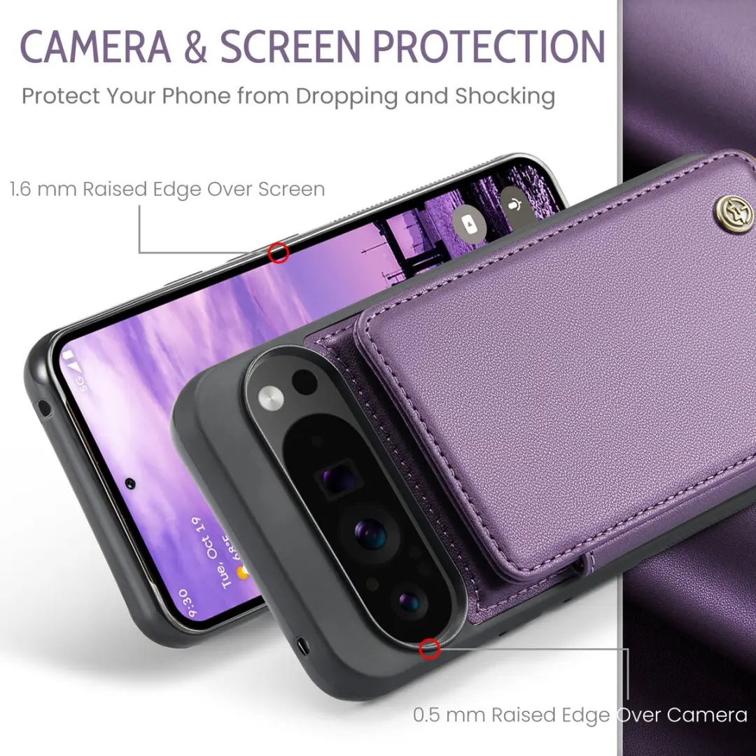 Caseme Portemonnee Backcover Pixel 9/10 Pro XL - Anti-RFID - 4 Pasjes - Paars