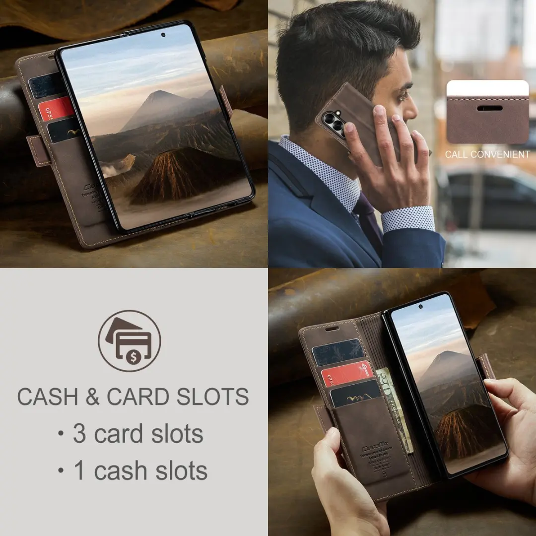 Caseme Bookcase Hoes Samsung Galaxy Z Fold 7 - 7.6 Inch - Coffee - afbeelding 6 van 6