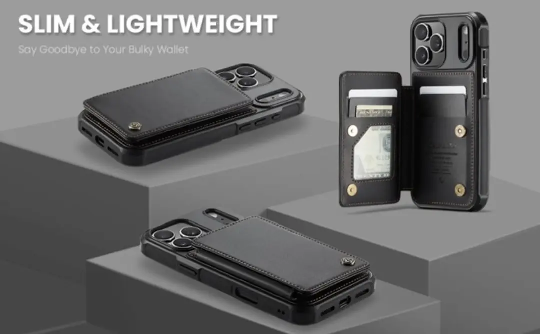 Caseme Luxe Portemonnee Backcover iPhone 17 Pro Max - Anti-RFID - 4 Pasjes - Zwart