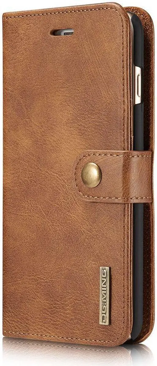 DG.MING Leren Bookcase & Back Cover iPhone 6/6s Plus - 3 Pasjes - Bruin - afbeelding 6 van 6