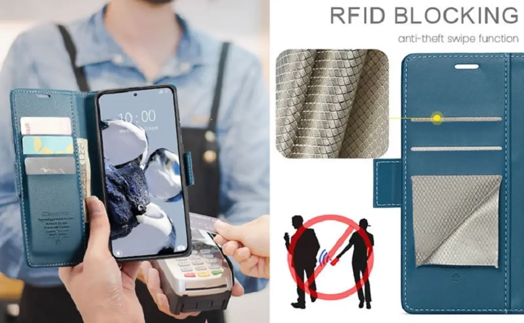 Caseme Wallet Case Xiaomi 12T/12T Pro - RFID Blauw - afbeelding 6 van 6