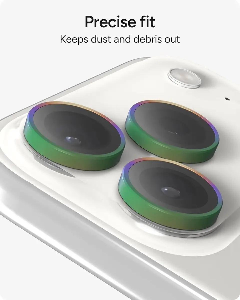 ZAGG Glass Elite Camera Rings iPhone 16/15 Pro (Max) - Tempered Glass - Chrome