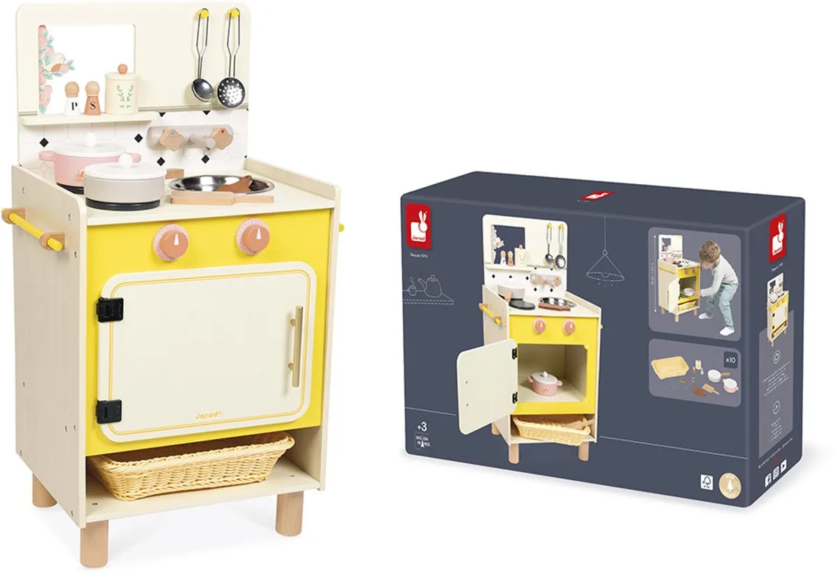 Janod Shiny Grandma Houten Keukenfornuis - 11 Accessoires - Fornuis