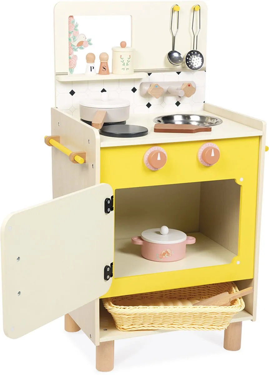 Janod Shiny Grandma Houten Keukenfornuis - 11 Accessoires - Fornuis - afbeelding 6 van 6