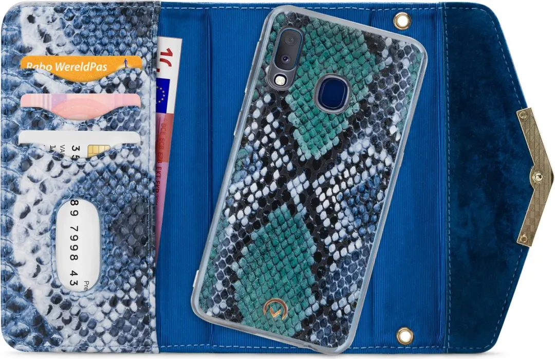 Mobilize Velvet Clutch Samsung Galaxy A20e - Royal Blue - 4 Pasjes