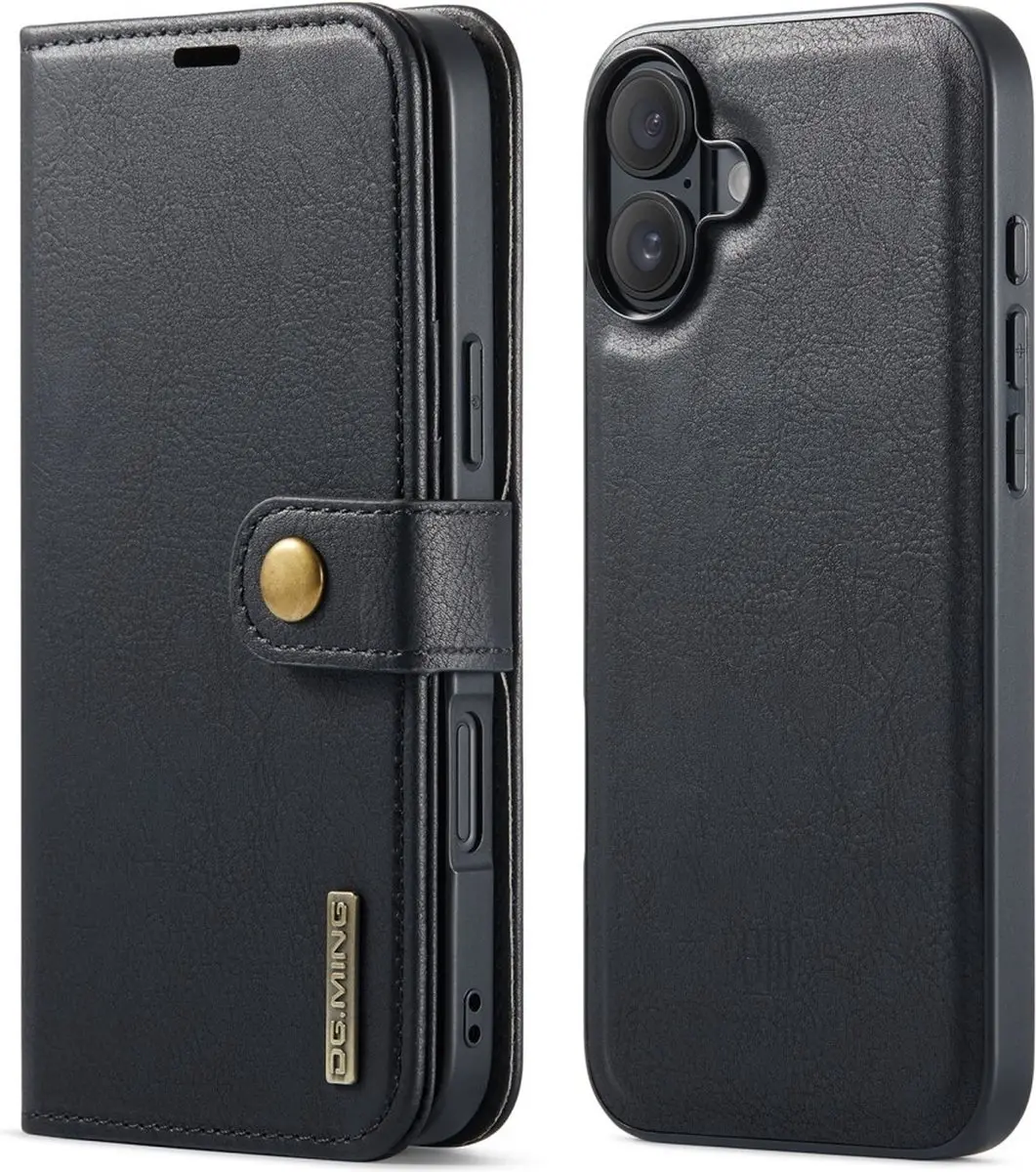 DG.MING iPhone 16 Hoesje 2-in-1 Book Case - Zwart