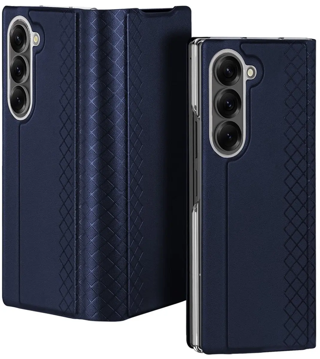 Dux Ducis Leren Hoes Bookcase Samsung Galaxy Z Fold 7 - Donkerblauw