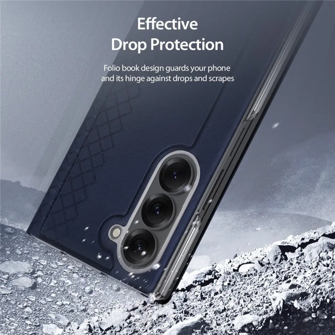 Dux Ducis Leren Hoes Bookcase Samsung Galaxy Z Fold 7 - Donkerblauw - afbeelding 6 van 6